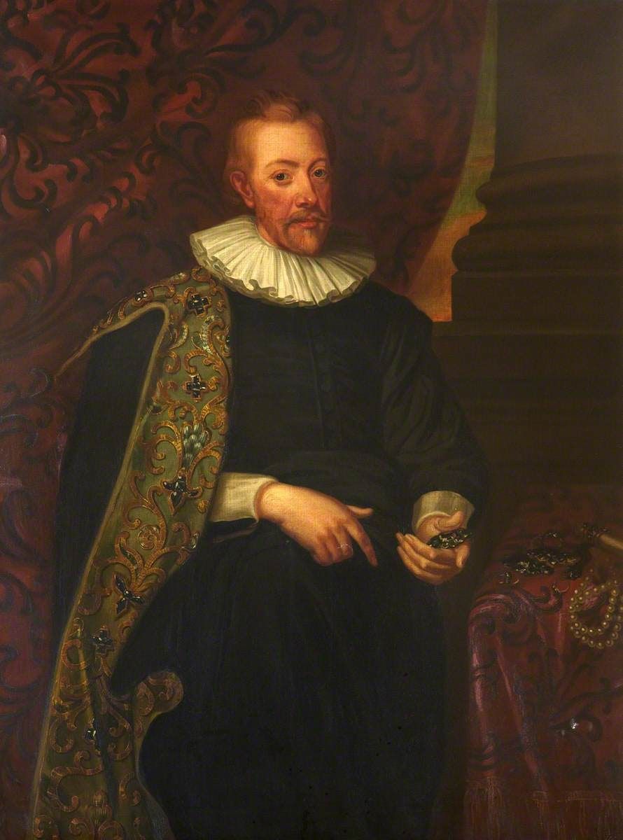 Portrait of George Heriot in a black doublet and white ruff, after John Scougal